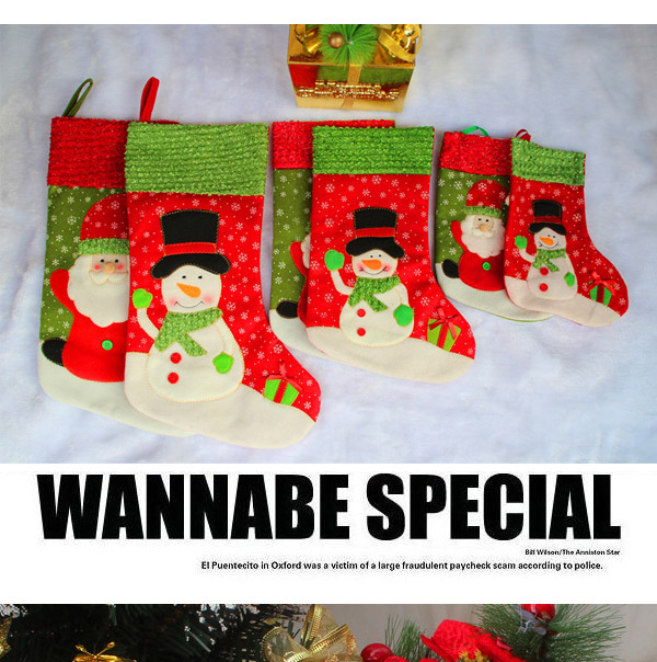Personalized Green Santa Claus Pattern Decorated Socks Shape Design,Festival & Party Supplies