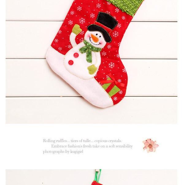 Personalized Red Snowman Pattern Decorated Socks Shape Design,Festival & Party Supplies