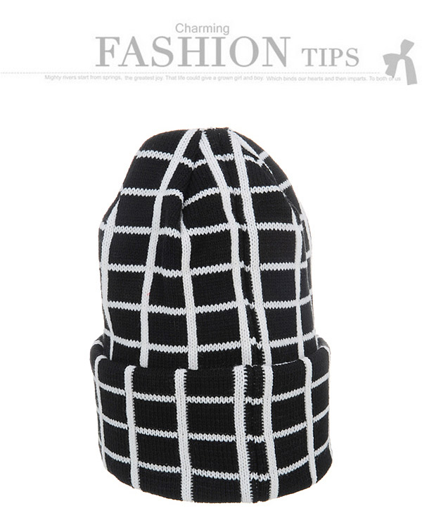Casual Black Grid Pattern Letters New York Decorated Design,Knitting Wool Hats