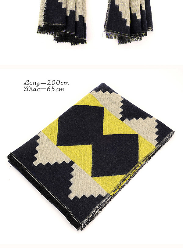 Fashion Yellow Square Pattern Simple Design,knitting Wool Scaves