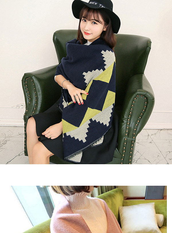 Fashion Yellow Square Pattern Simple Design,knitting Wool Scaves
