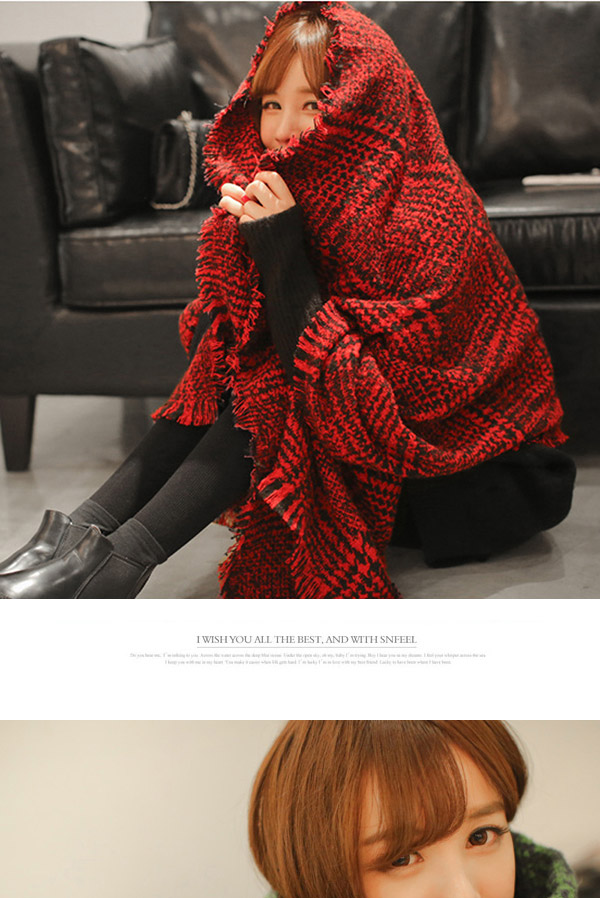 Fashion Red Houndstooth Pattern Simple Design,knitting Wool Scaves