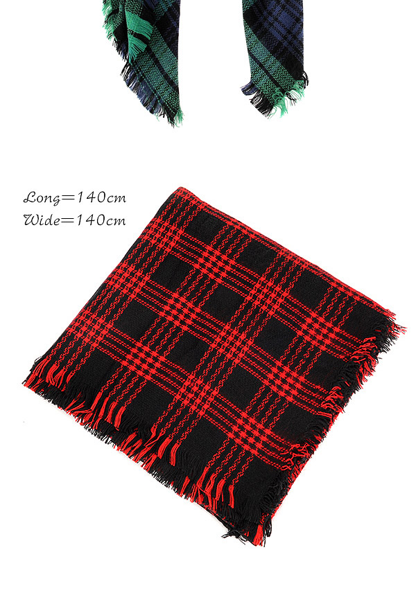 Fashion Green+blue Grid Pattern Simple Design,knitting Wool Scaves