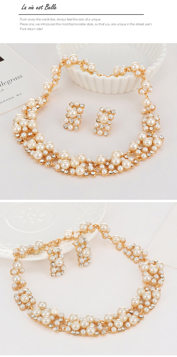 Classic White Pearl Decorated Simple Design,Jewelry Sets