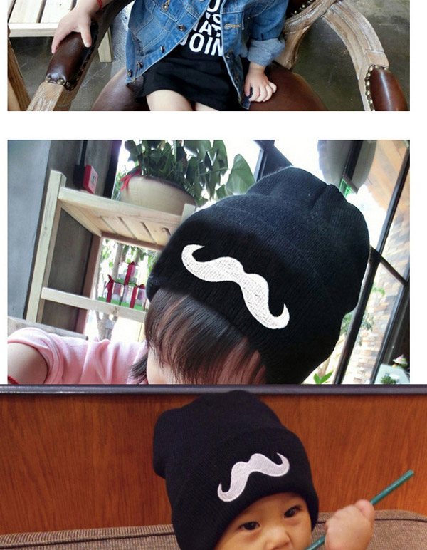 Lovely Black Moustache Pattern Decorated Pure Color Design,Children