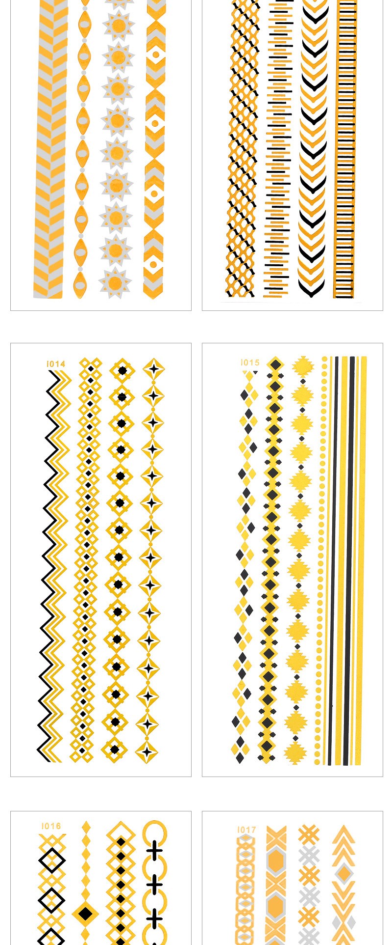 Personality Gold Color Chains Pattern Flash Sheet Temporary Design,Tattoos&body Art