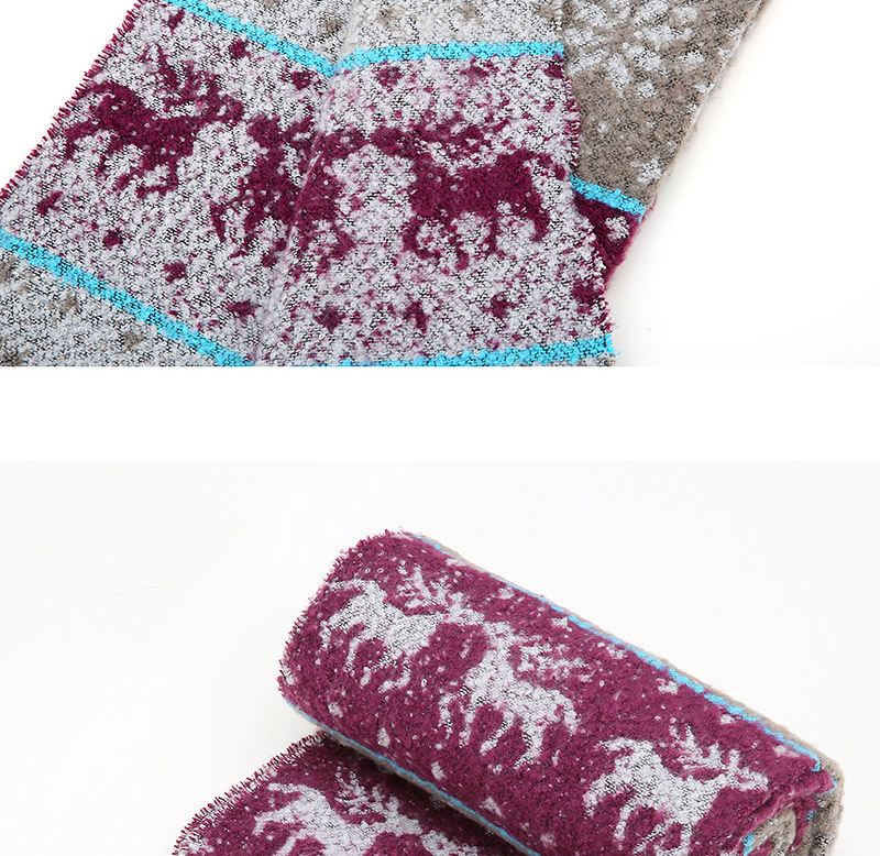 Fashion Purple Graffiti Pattern Decorated Color Matching Design,knitting Wool Scaves