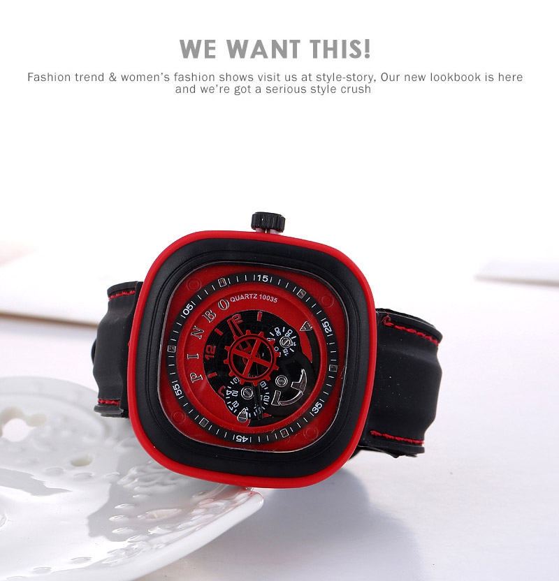 Casual Red Second Disc Decorated Square Shape Design,Men