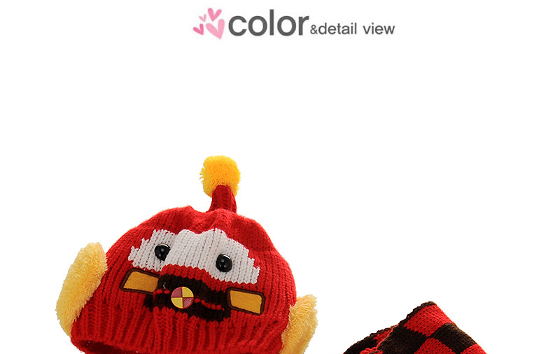 Lovely Red Ball Decorated Robot Pattern Design With Scarf,Children
