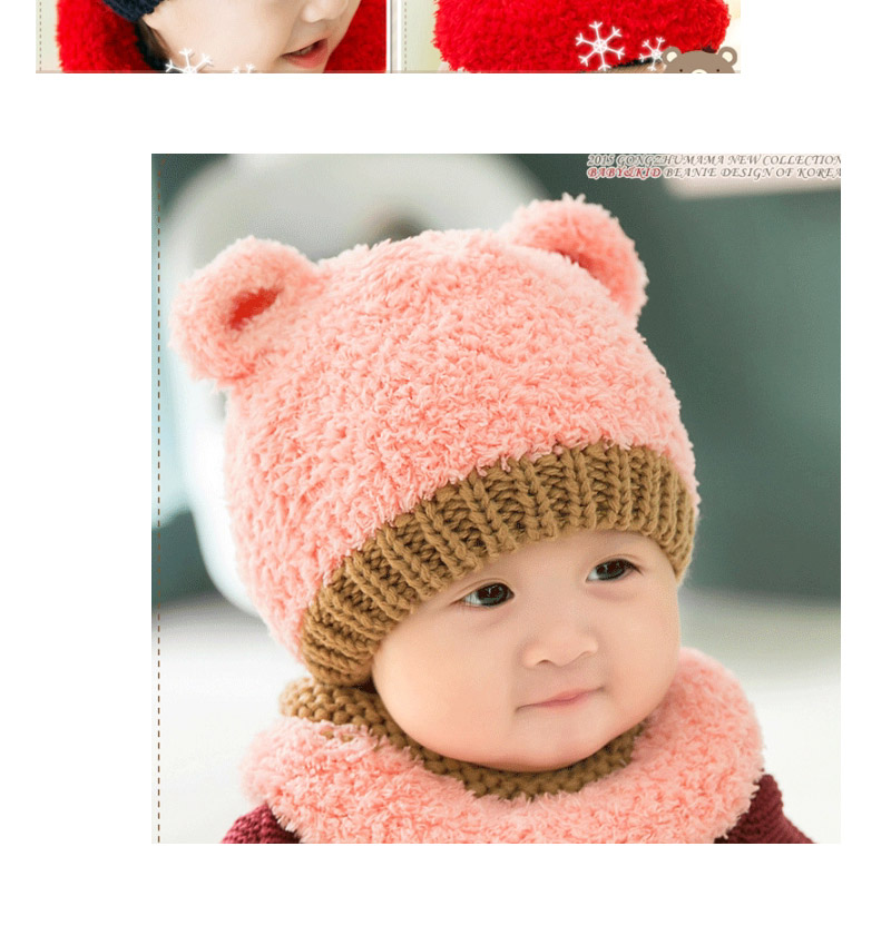 Lovely Red Ears Decorated Color Matching Design With Scarf,Children