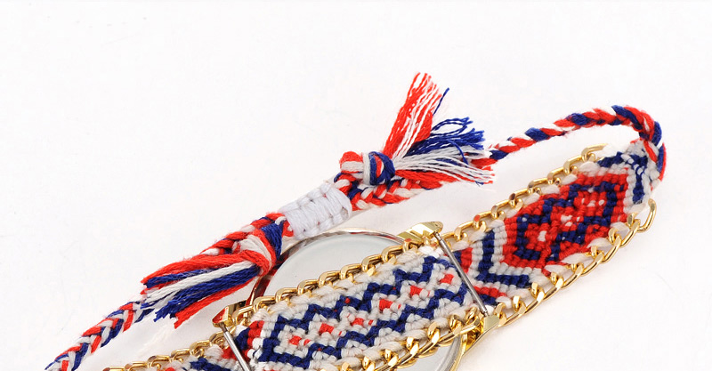 Simplicity Navy Blue+red Tree Pattern Decorated Rope Weave Chain Design  Alloy Ladies Watches,Ladies Watches