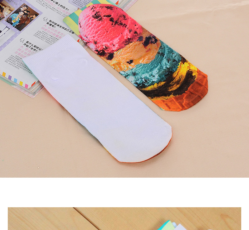 Retro Multicolor Ice-cream Pattern Decorated 3d Effect Design,Fashion Socks