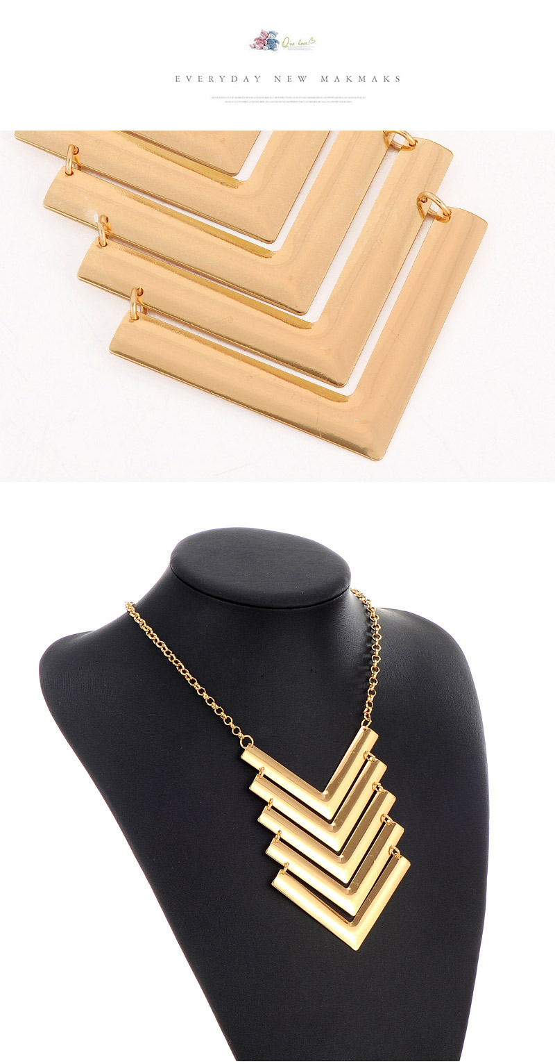Fashion Gold Color V Shape Decorated Multilayer Design,Bib Necklaces