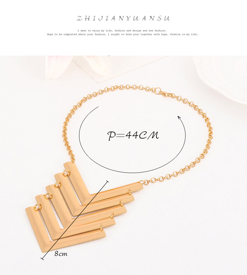 Fashion Gold Color V Shape Decorated Multilayer Design,Bib Necklaces