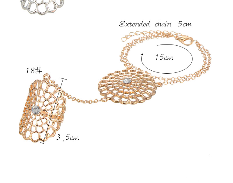 Retro Gold Color Hollow Out Flower Shape Decorated Connection Design,Fashion Rings