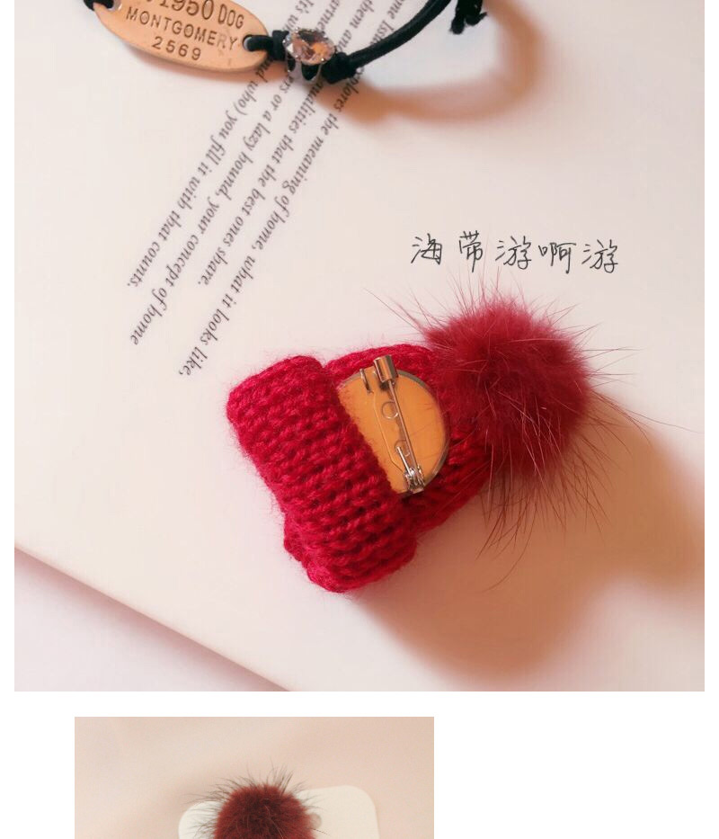 Cute Gray Star&fuzzy Ball Decorated Hat Shape Design,Korean Brooches