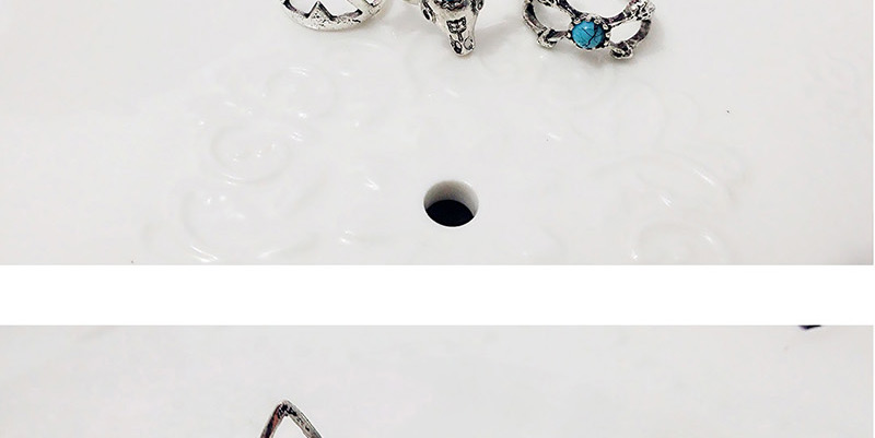 Personality Silver Color Deer Horn Shape Decorated Simple Design(7pcs),Fashion Rings