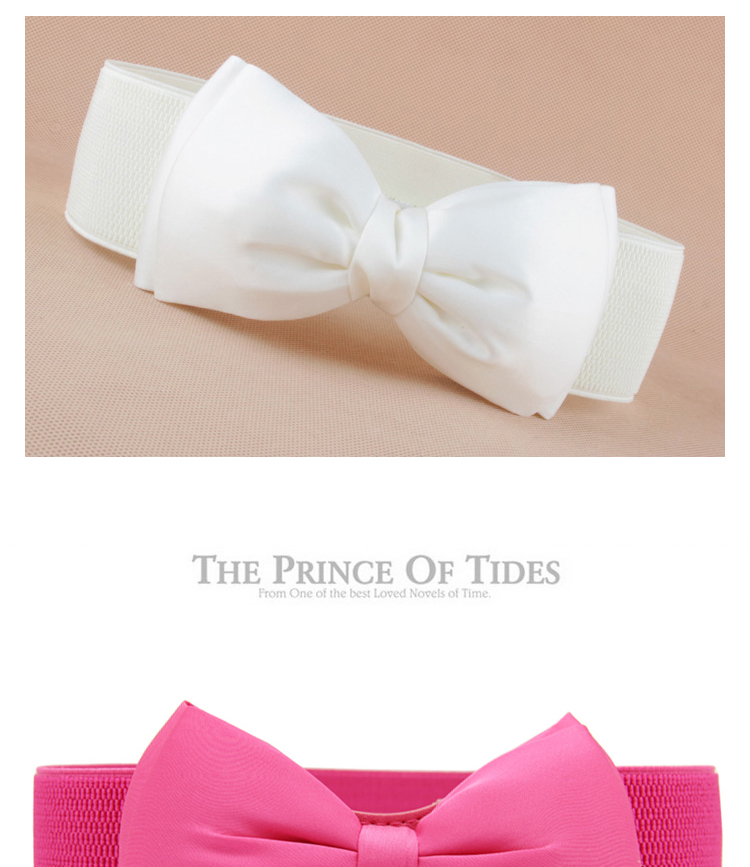 Elegant Pink Big Bowknot Decorated Pure Color Design,Wide belts