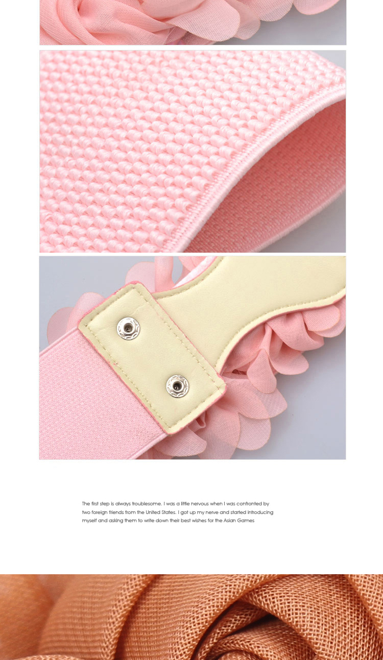 Elegant Pink Double Flower Decorated Pure Color Design,Wide belts