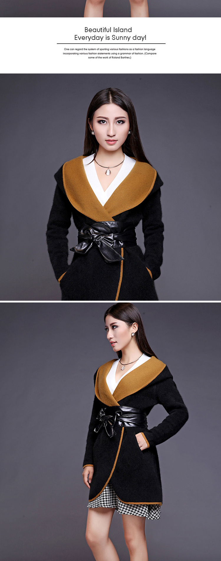 Fashion Dark Brown Pure Color Swallow Tail Shape Design,Wide belts