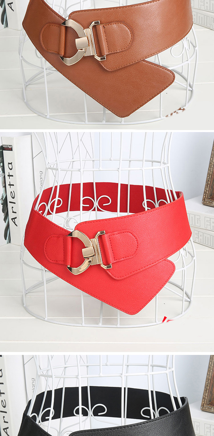 Fashion Red Buckle Decorated Pure Color Design,Wide belts