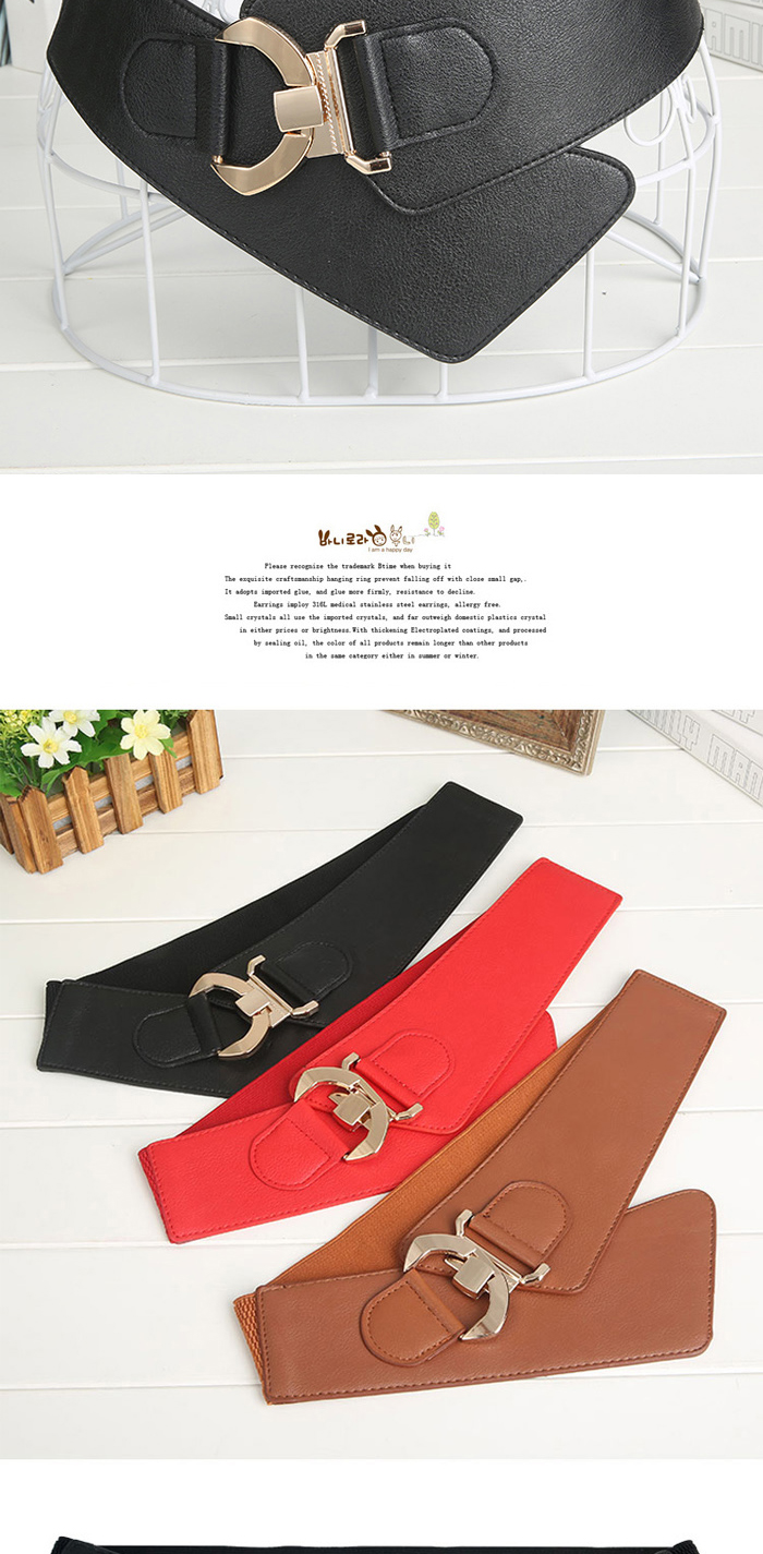 Fashion Red Buckle Decorated Pure Color Design,Wide belts