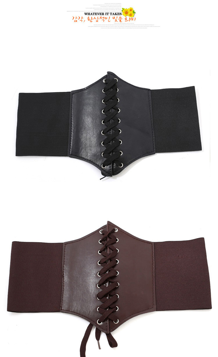 Fashion Black Weave Tape Decorated Pure Color Design,Wide belts