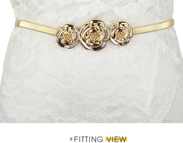 Fashion Gold Color Rose Shape Decorated Simple Design,Thin belts