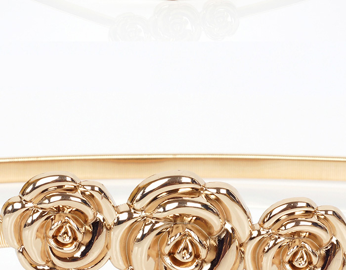Fashion Gold Color Rose Shape Decorated Simple Design,Thin belts