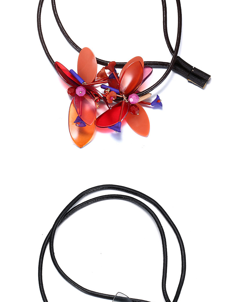 Personality Black Flower Pendant Decorated Simple Design Mn Acrylic Bib Necklaces,Multi Strand Necklaces