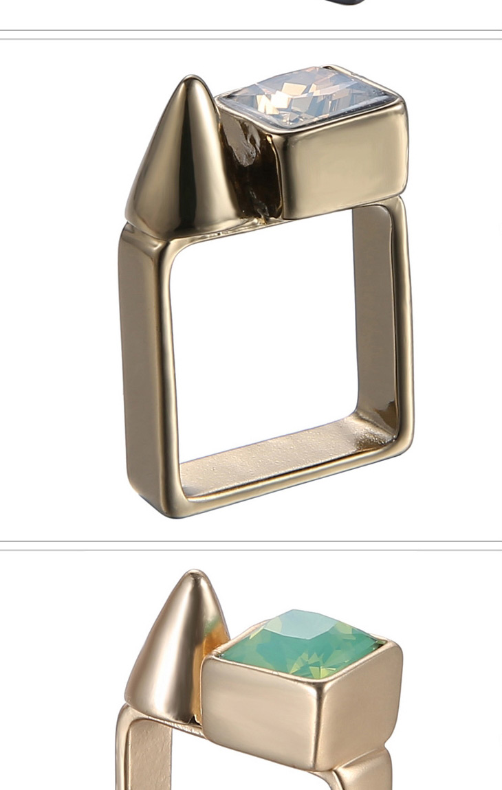 Personality Gold Color+green Diamond Decorated Square Shape Design Alloy Fashion Rings,Fashion Rings
