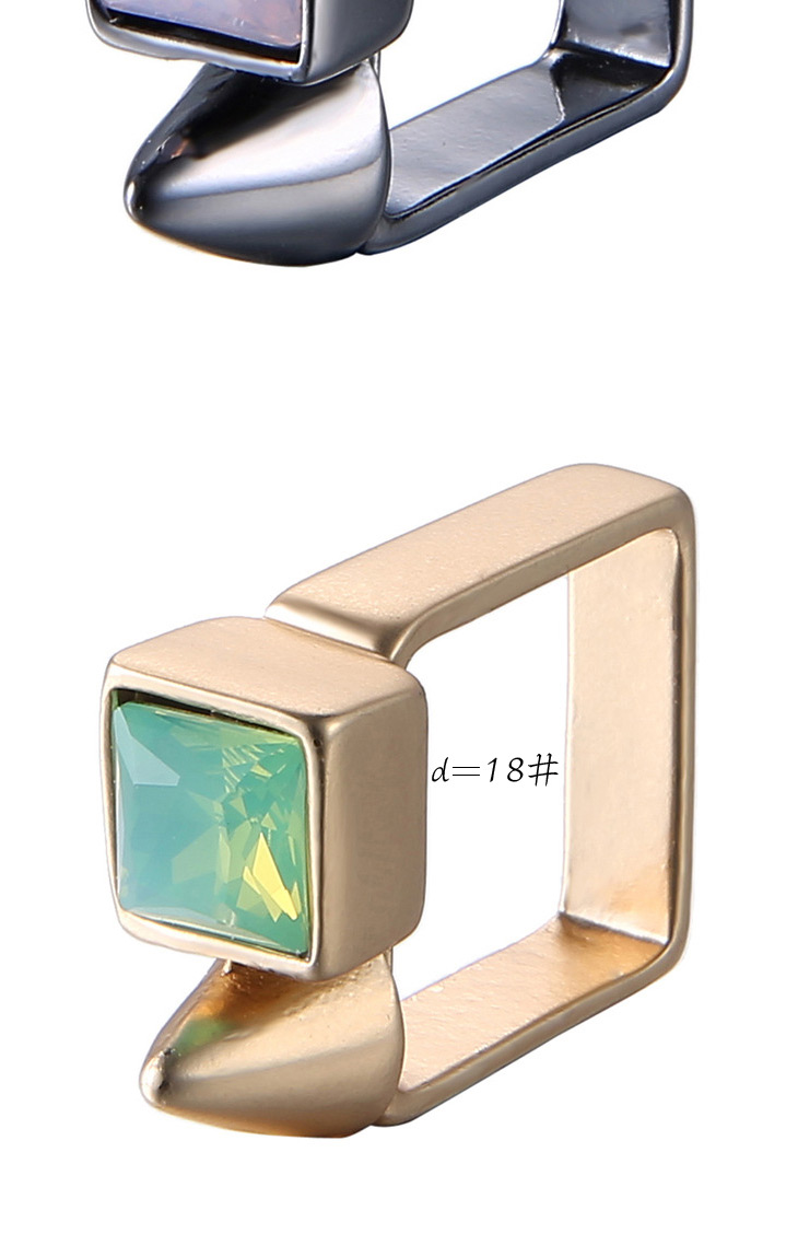 Personality Gold Color+green Diamond Decorated Square Shape Design Alloy Fashion Rings,Fashion Rings