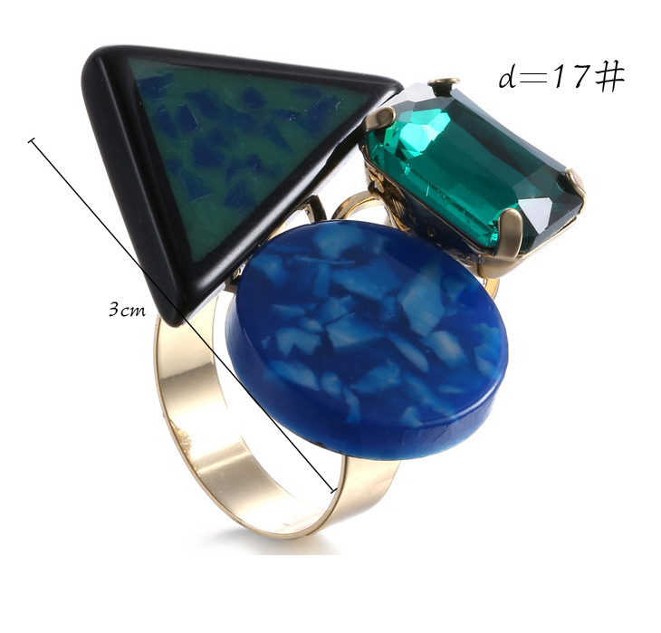 Personality Green Geometry Gemstone Decorated Simple Design Alloy Fashion Rings,Fashion Rings