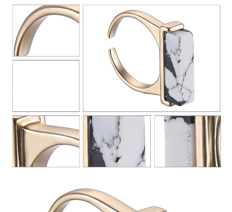 Retro White Rectangle Shape Decorated Opening Design Alloy Fashion Rings,Fashion Rings