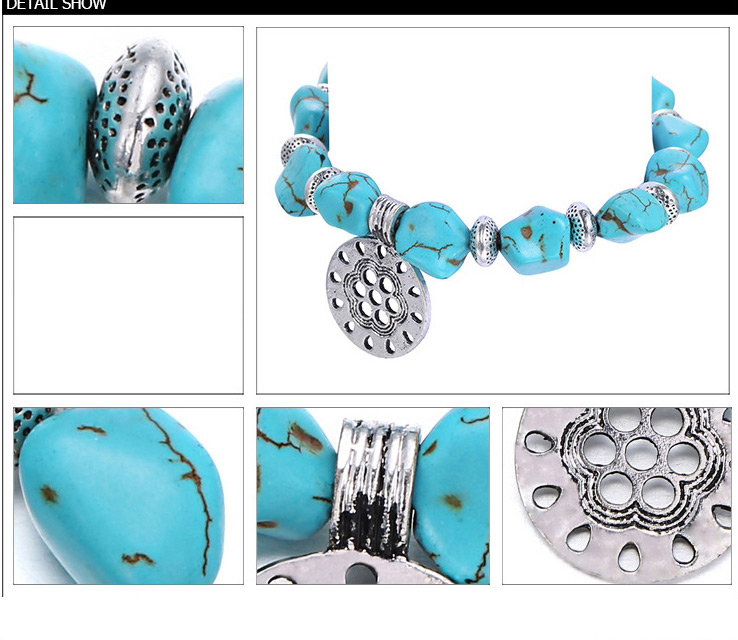 Personality Blue Round Pendant Decorated Irregular Design Alloy Fashion Bracelets,Fashion Bracelets