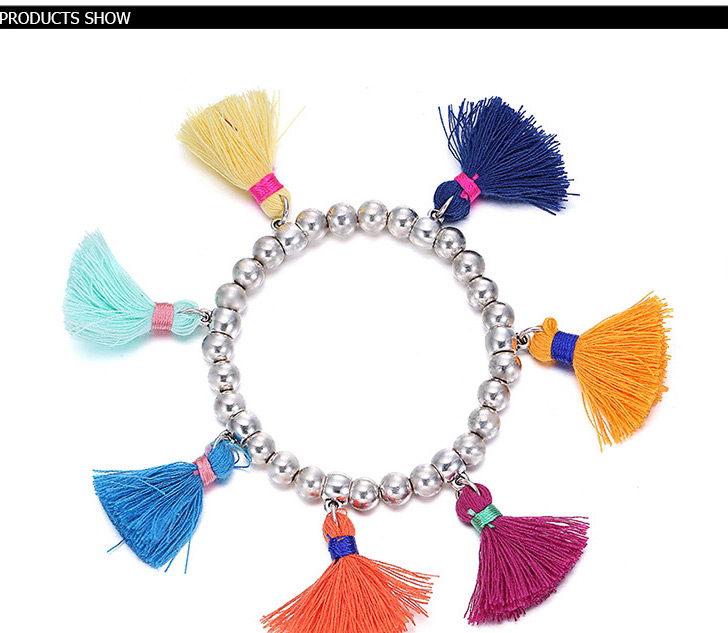 Personality Silver Color Beads Decorated Tassel Design Acrylic Fashion Bracelets,Beaded Bracelet
