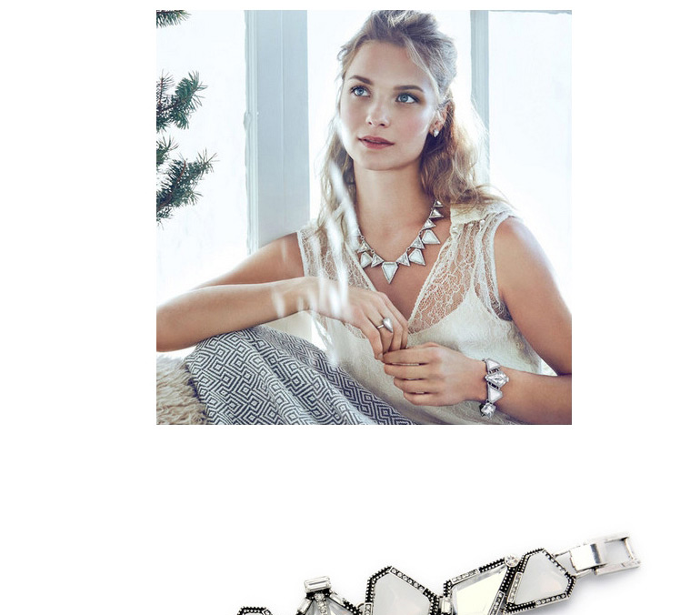 Fashion Silver Color Triangle Gemstone Decorated Simple Design,Fashion Bracelets