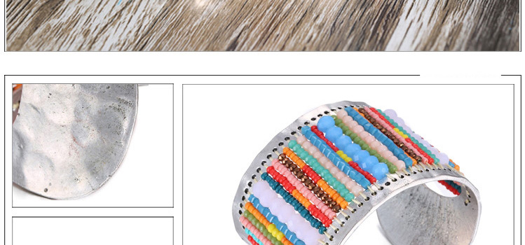 Bohemia Multi-color Beads Weaving Decorated Open Wide Design  Alloy Fashion Bangles,Fashion Bangles