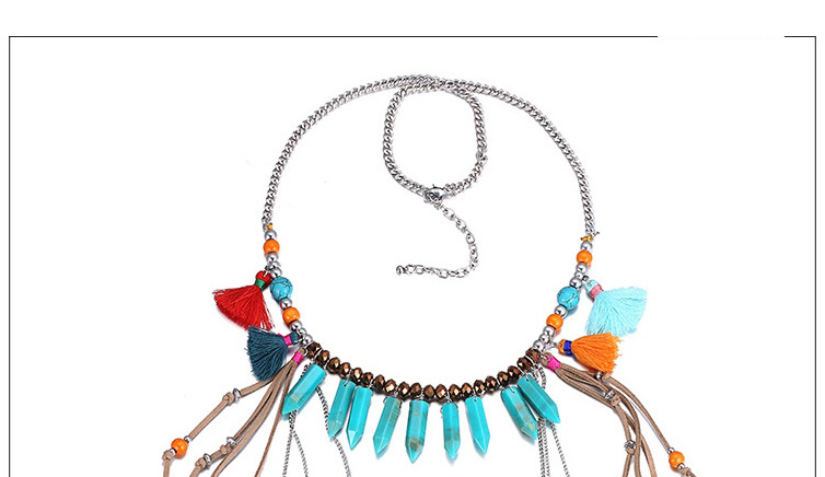 Bohemia Multi-color Multielement&tassel Pendant Decorated Simple Design Alloy Bib Necklaces,Pendants