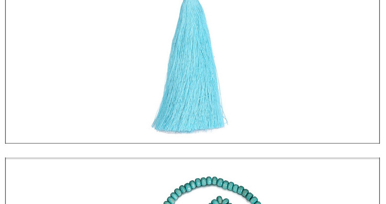 Fashion Blue Tassel Pendant Decorated Beads Chain Design,Beaded Necklaces