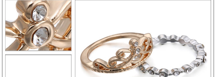 Fashion Gold Color+white Diamond&crown Shape Decorated Simple Design Alloy Fashion Rings,Fashion Rings