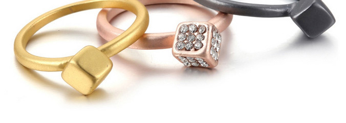 Fashion Multi-color Diamond Decorated Three Layer Design  Alloy Fashion Rings,Fashion Rings