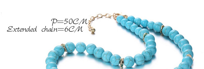 Fashion Blue Flower Pendant Decorated Short Chain Design Alloy Bib Necklaces,Pendants