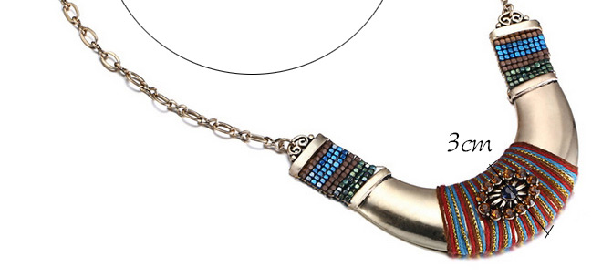 Exaggerate Coffee Half-moon-shaped Decorated Simple Design Alloy Bib Necklaces,Pendants