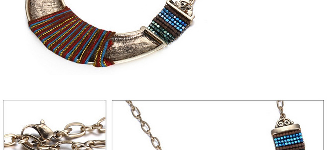 Exaggerate Coffee Half-moon-shaped Decorated Simple Design Alloy Bib Necklaces,Pendants