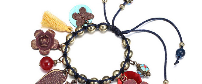 Vintage Multi-color Multi-element Decorated Beads Weaving Design  Alloy Fashion Bracelets,Fashion Bracelets
