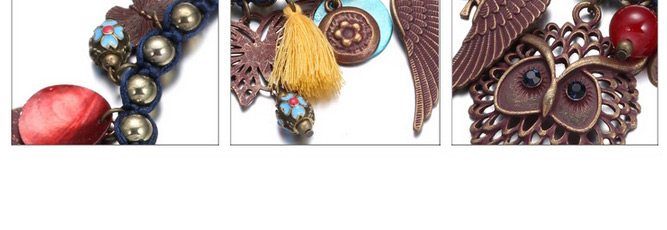 Fashion Antique Gold Multi-element Pendant Decorated Simple Design Alloy Bib Necklaces,Pendants
