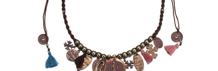 Vintage Coffee Multi-element Pendant Decorated Simple Design Alloy Bib Necklaces,Pendants