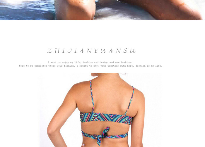 Trendy Multicolor Geometry Pattern Decorated Cross Design,Bikini Sets