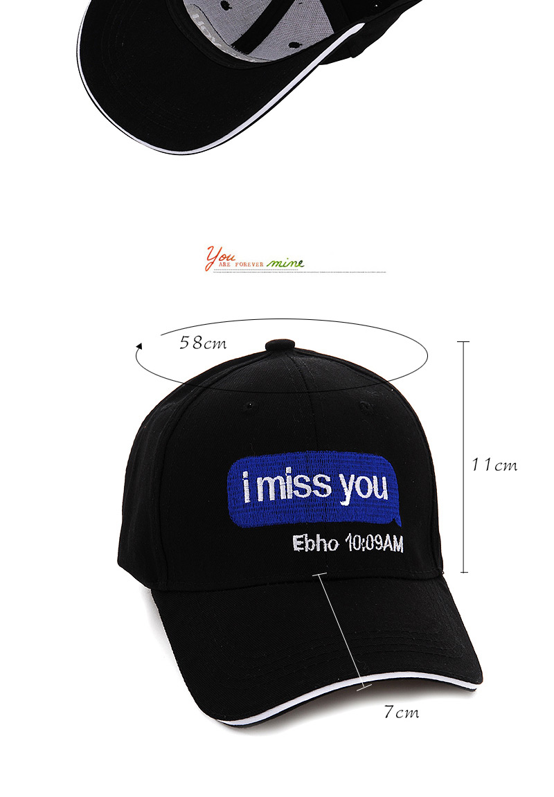 Fashion Black I Miss You Letter Embroidered Decorated Simple Design,Baseball Caps